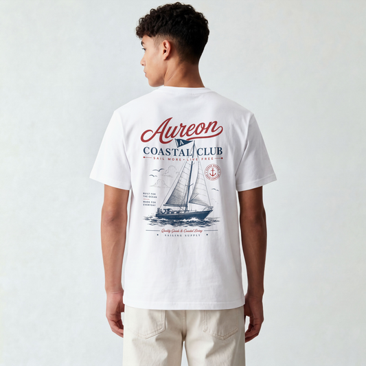 Coastal Club Sailboat T-Shirt — Aureon Nautical Graphic Tee