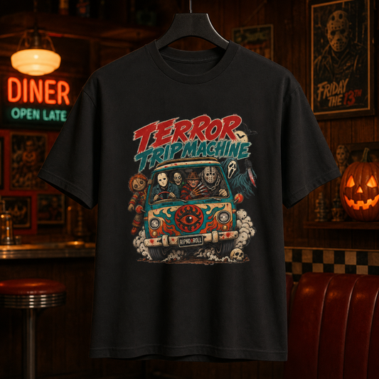 T-Shirt — "Terror Trip Machine" Horror Van Graphic Tee