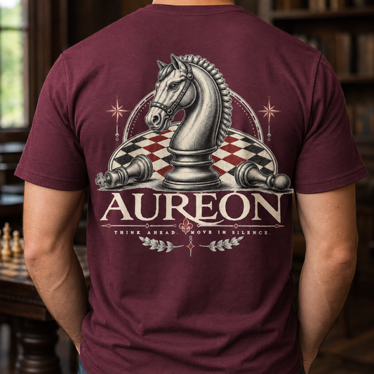 Chess Knight Graphic Tee — "AUREON" Retro Tournament Shirt