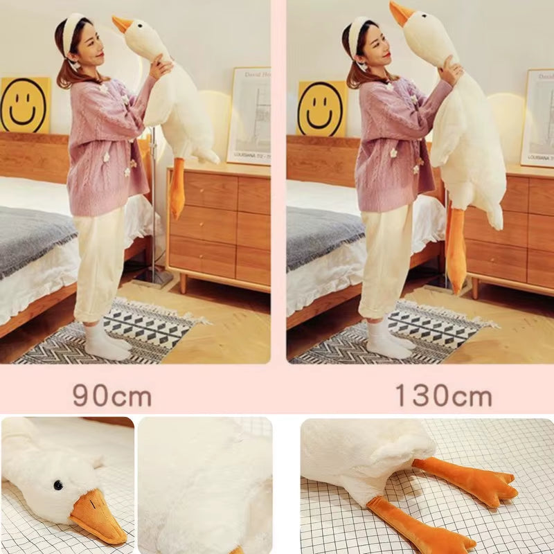 50/130Cm Giant Long Plush White Goose Toy Stuffed Lifelike Big Wings Duck Hug Massage Throw Pillow Boyfriend Cushion for Girl