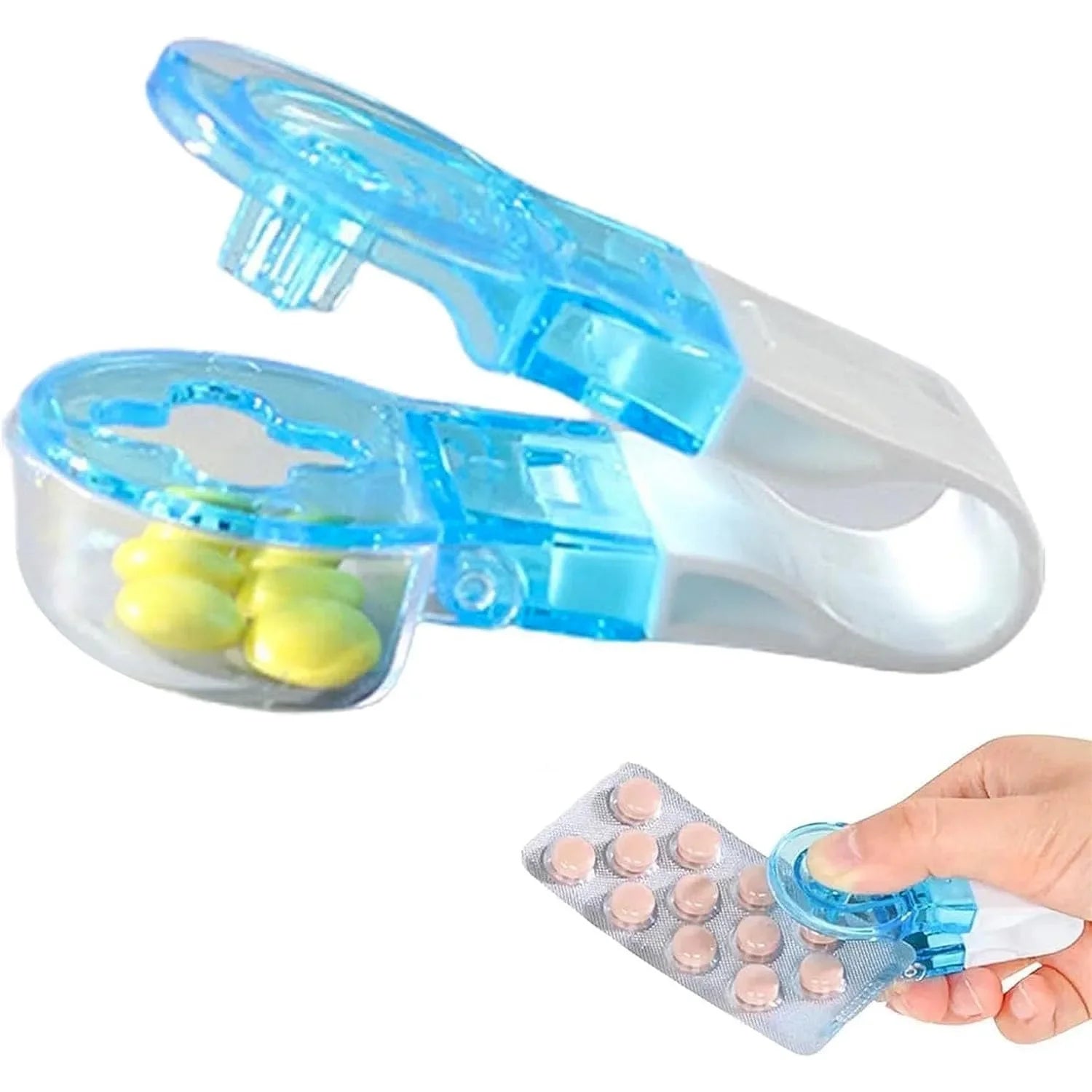 1/2 Pack Portable Pill Remover Easily Remove Pills without Contact Anti-Contamination Tablet Pill Cover Opener Auxiliary Tool