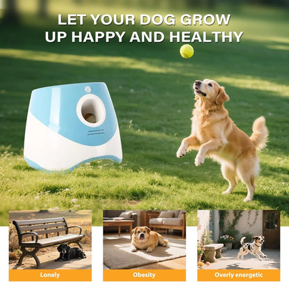 Ball Thrower for Dogs,Interactive Dog Fetch Machine,Automatic Tennis Ball Launcher with 12 Tennis Balls,Dog Ball Thrower Machine with 10-30Ft 3 Launching Distance,For Small Dogs Indoor & Outdoor
