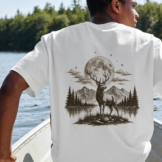 Deer Moon Graphic Tee — Wilderness Nature T-Shirt