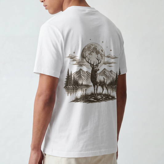 Deer Moon Graphic Tee — Wilderness Nature T-Shirt
