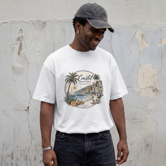 Coastal Dreams Beach Scene Tee — Vintage Seaside Graphic T-Shirt