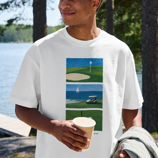 Golf Scenic T‑Shirt — Coastal Course Graphic Tee (Born Fair, Good Day)