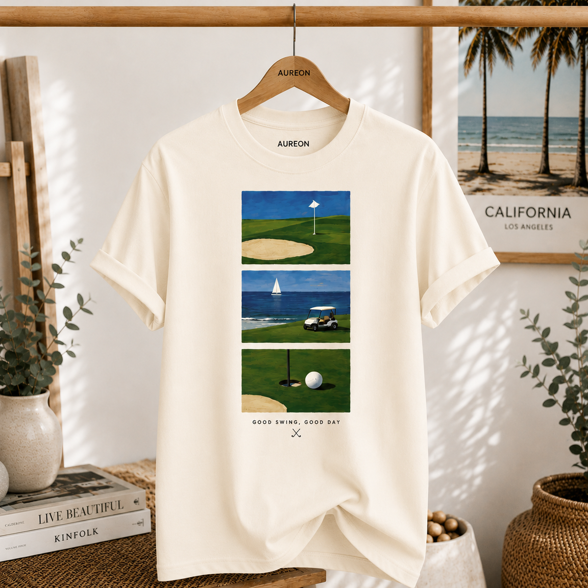 Golf Scenic T‑Shirt — Coastal Course Graphic Tee (Born Fair, Good Day)