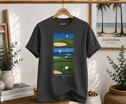 Golf Scenic T‑Shirt — Coastal Course Graphic Tee (Born Fair, Good Day)