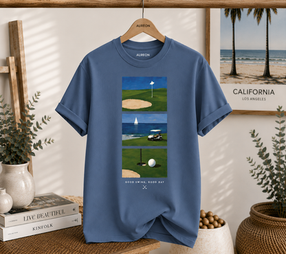 Golf Scenic T‑Shirt — Coastal Course Graphic Tee (Born Fair, Good Day)