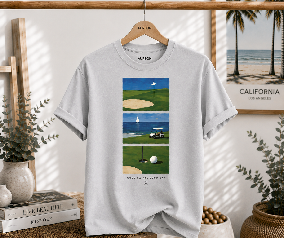 Golf Scenic T‑Shirt — Coastal Course Graphic Tee (Born Fair, Good Day)