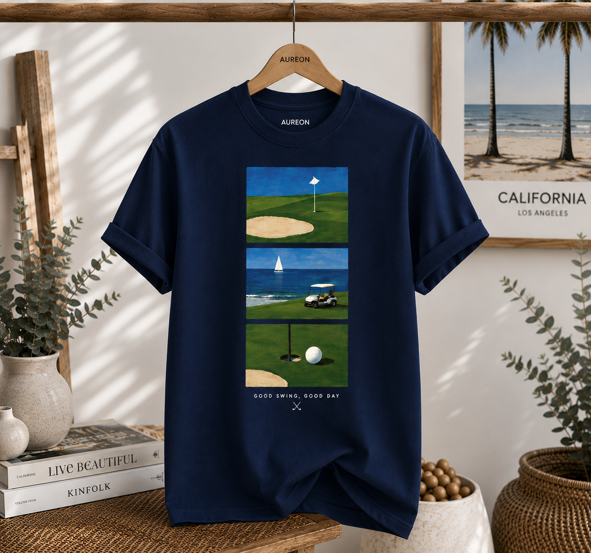 Golf Scenic T‑Shirt — Coastal Course Graphic Tee (Born Fair, Good Day)