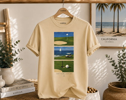 Golf Scenic T‑Shirt — Coastal Course Graphic Tee (Born Fair, Good Day)