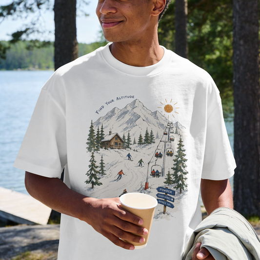 Ski Resort Scene T‑Shirt — Vintage Mountain Skiing Graphic Tee