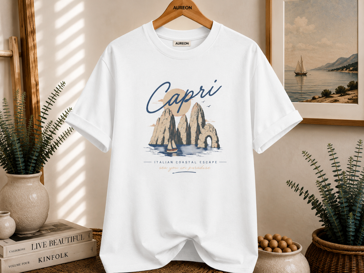 Capri Vintage Beach Tee — Capri Italy Coastal Graphic T-Shirt