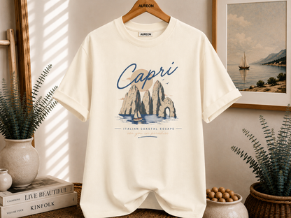 Capri Vintage Beach Tee — Capri Italy Coastal Graphic T-Shirt