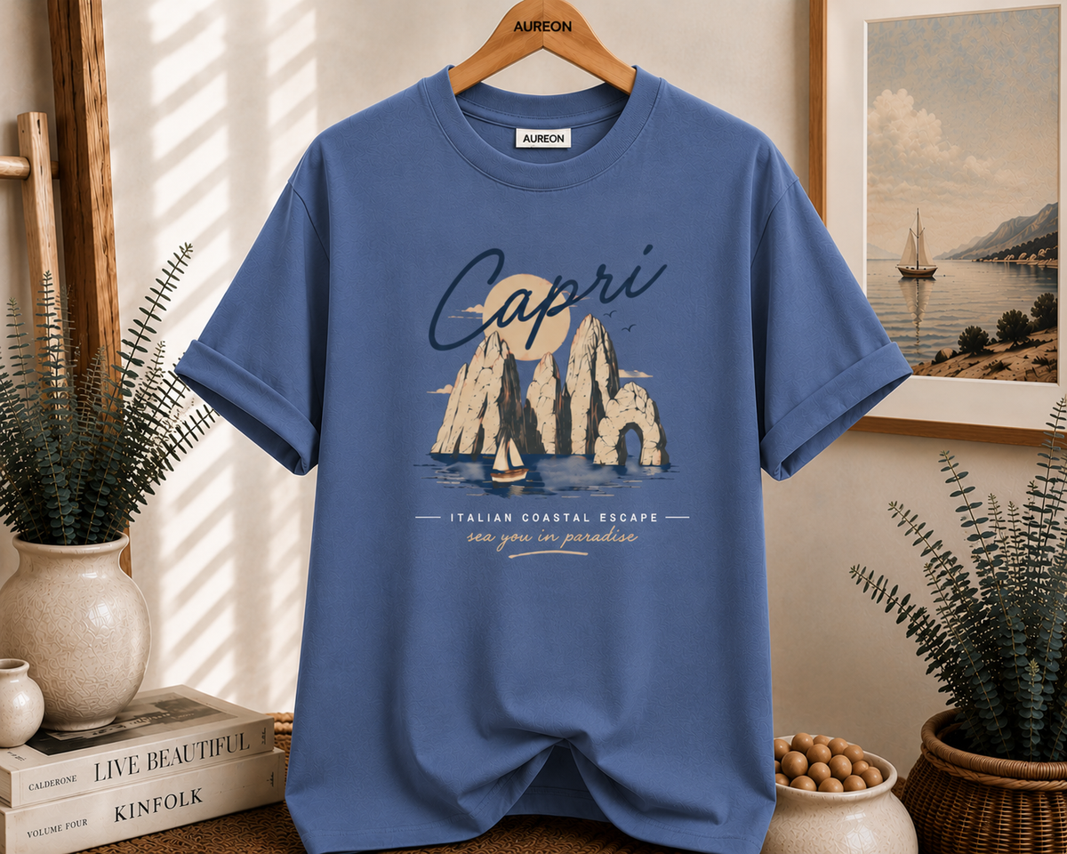 Capri Vintage Beach Tee — Capri Italy Coastal Graphic T-Shirt