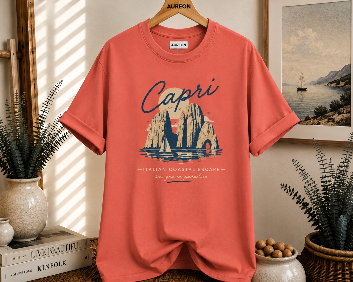 Capri Vintage Beach Tee — Capri Italy Coastal Graphic T-Shirt