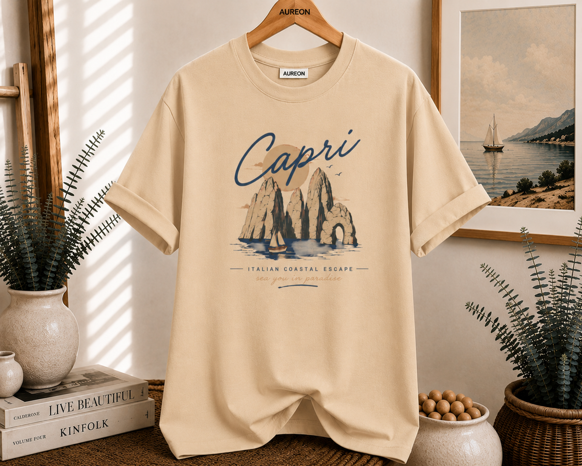 Capri Vintage Beach Tee — Capri Italy Coastal Graphic T-Shirt