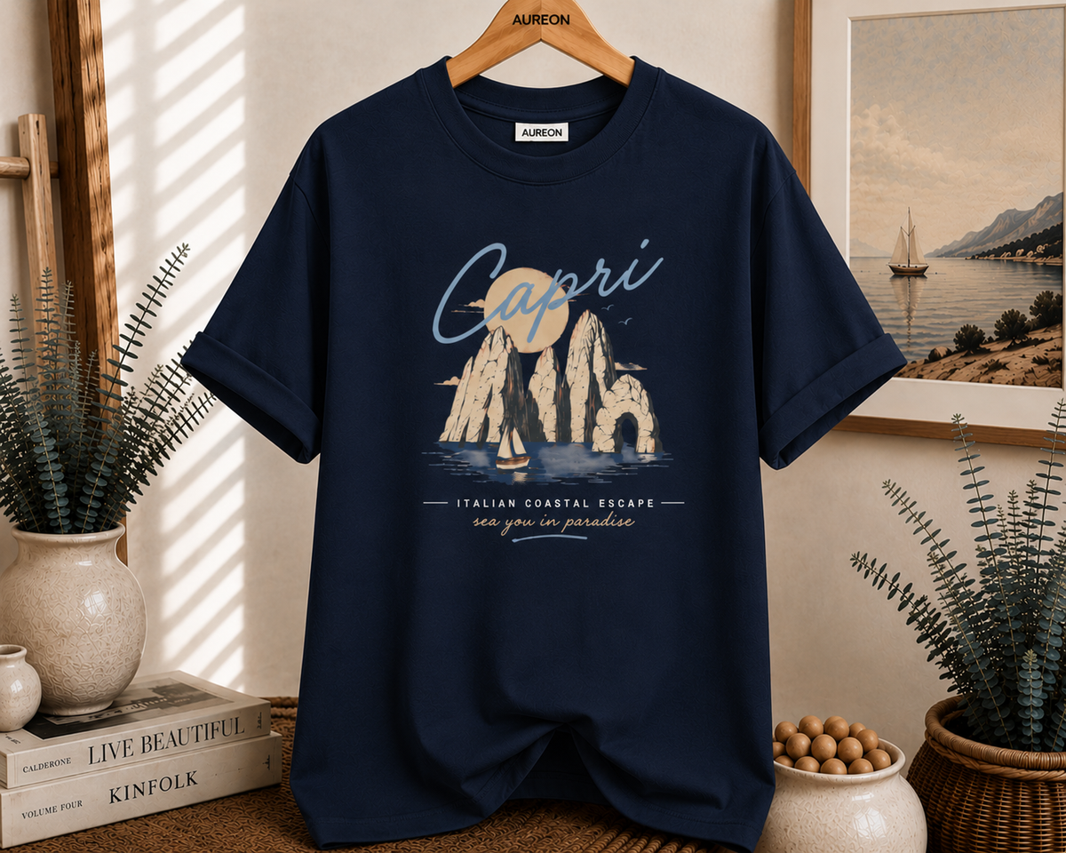 Capri Vintage Beach Tee — Capri Italy Coastal Graphic T-Shirt