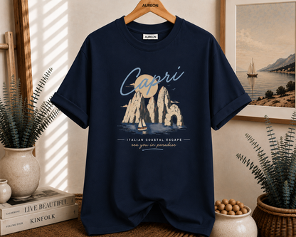 Capri Vintage Beach Tee — Capri Italy Coastal Graphic T-Shirt