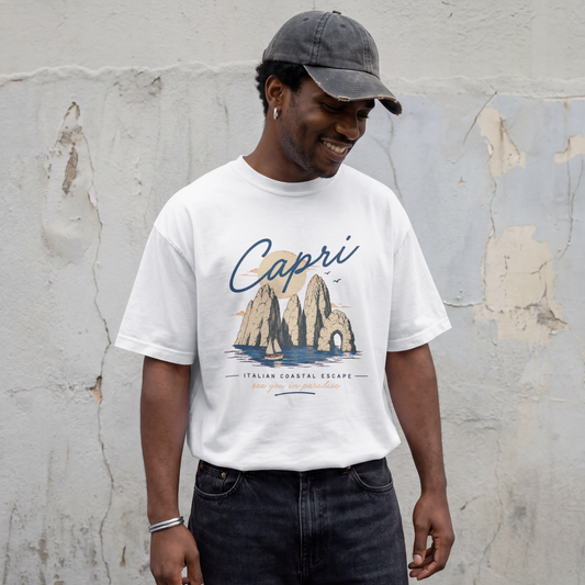 Capri Vintage Beach Tee — Capri Italy Coastal Graphic T-Shirt