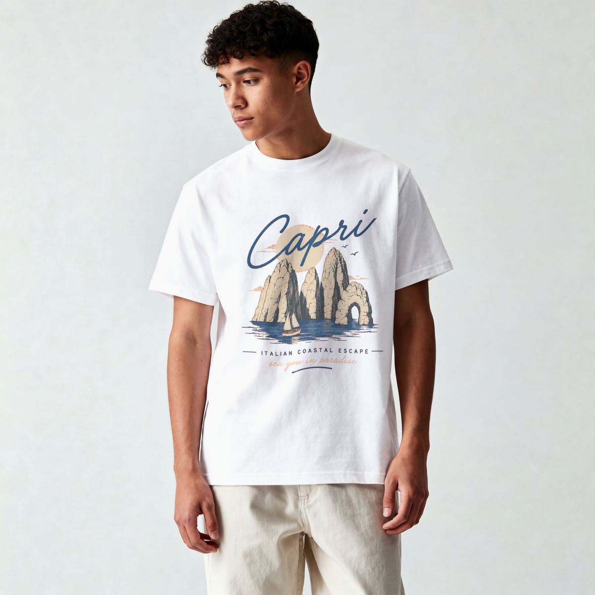 Capri Vintage Beach Tee — Capri Italy Coastal Graphic T-Shirt