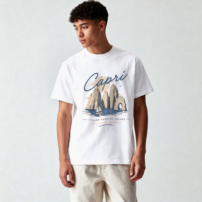 Capri Vintage Beach Tee — Capri Italy Coastal Graphic T-Shirt