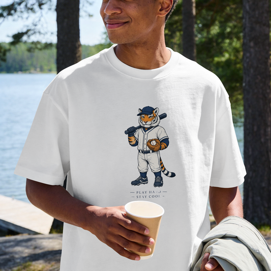 Baseball Cat Graphic Tee — "Play Ball" Cute Mascot Shirt