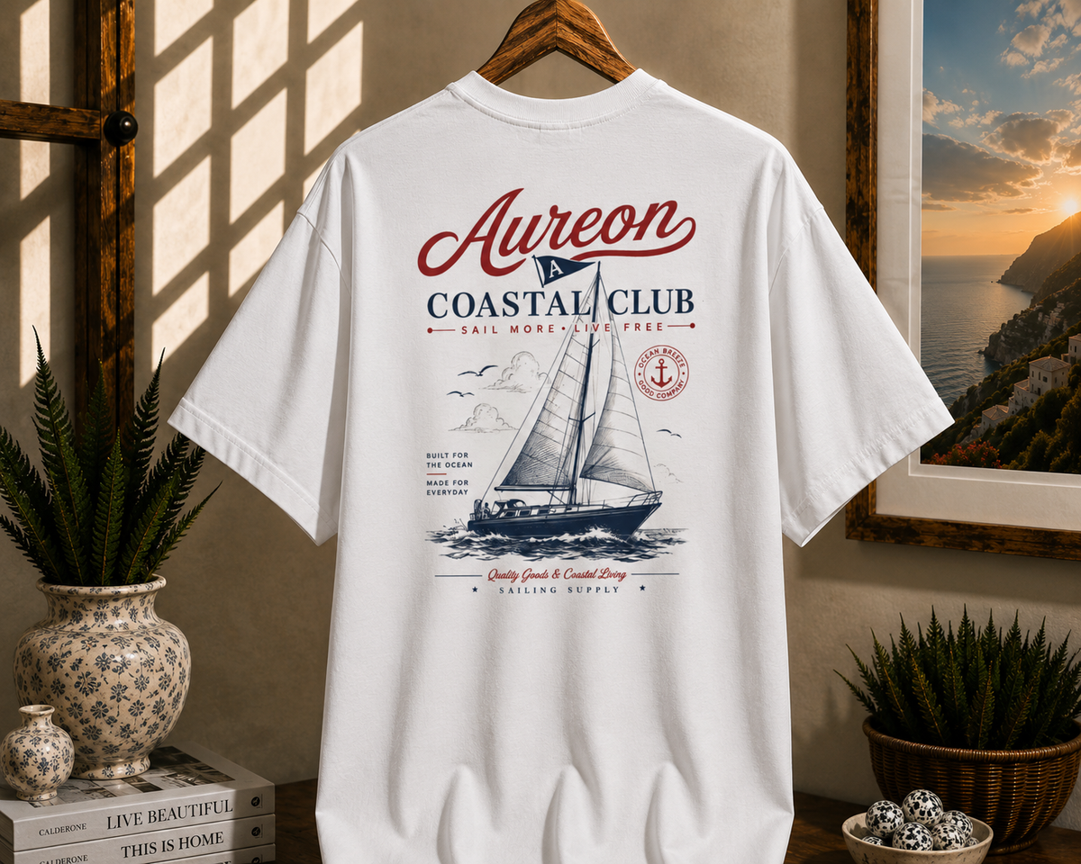 Coastal Club Sailboat T-Shirt — Aureon Nautical Graphic Tee
