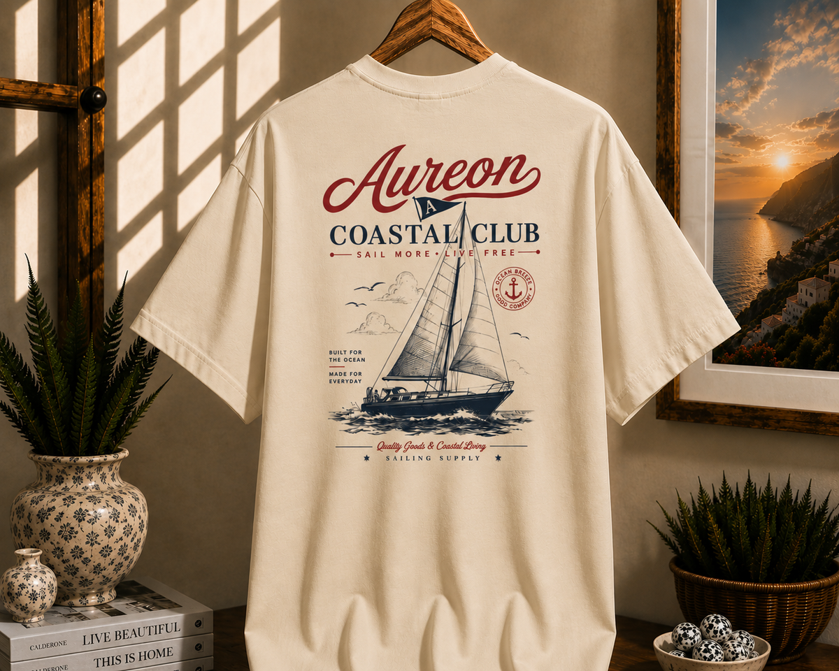 Coastal Club Sailboat T-Shirt — Aureon Nautical Graphic Tee