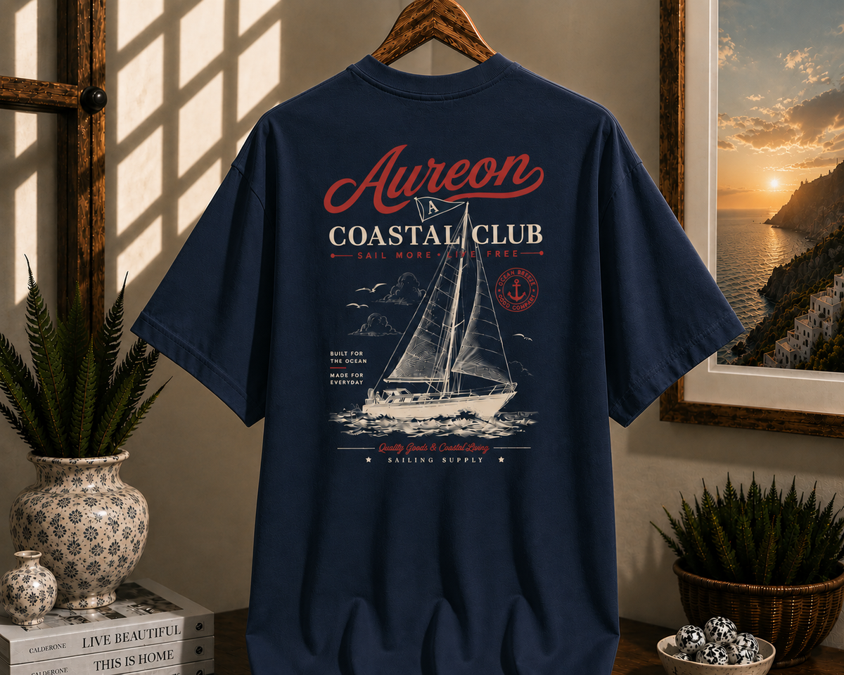 Coastal Club Sailboat T-Shirt — Aureon Nautical Graphic Tee