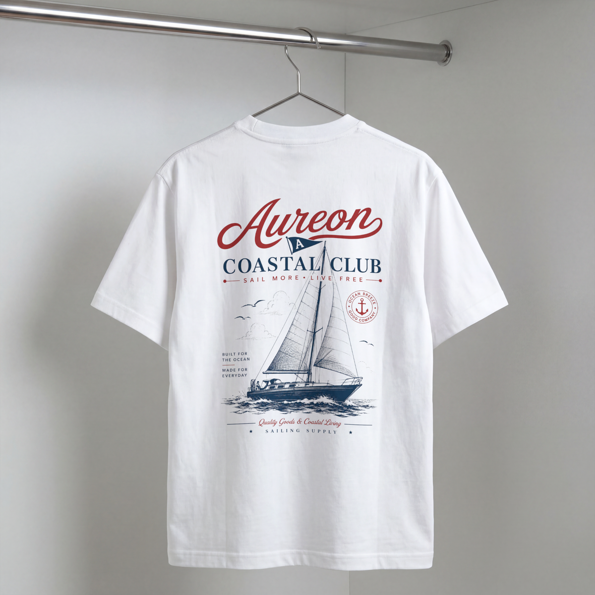 Coastal Club Sailboat T-Shirt — Aureon Nautical Graphic Tee