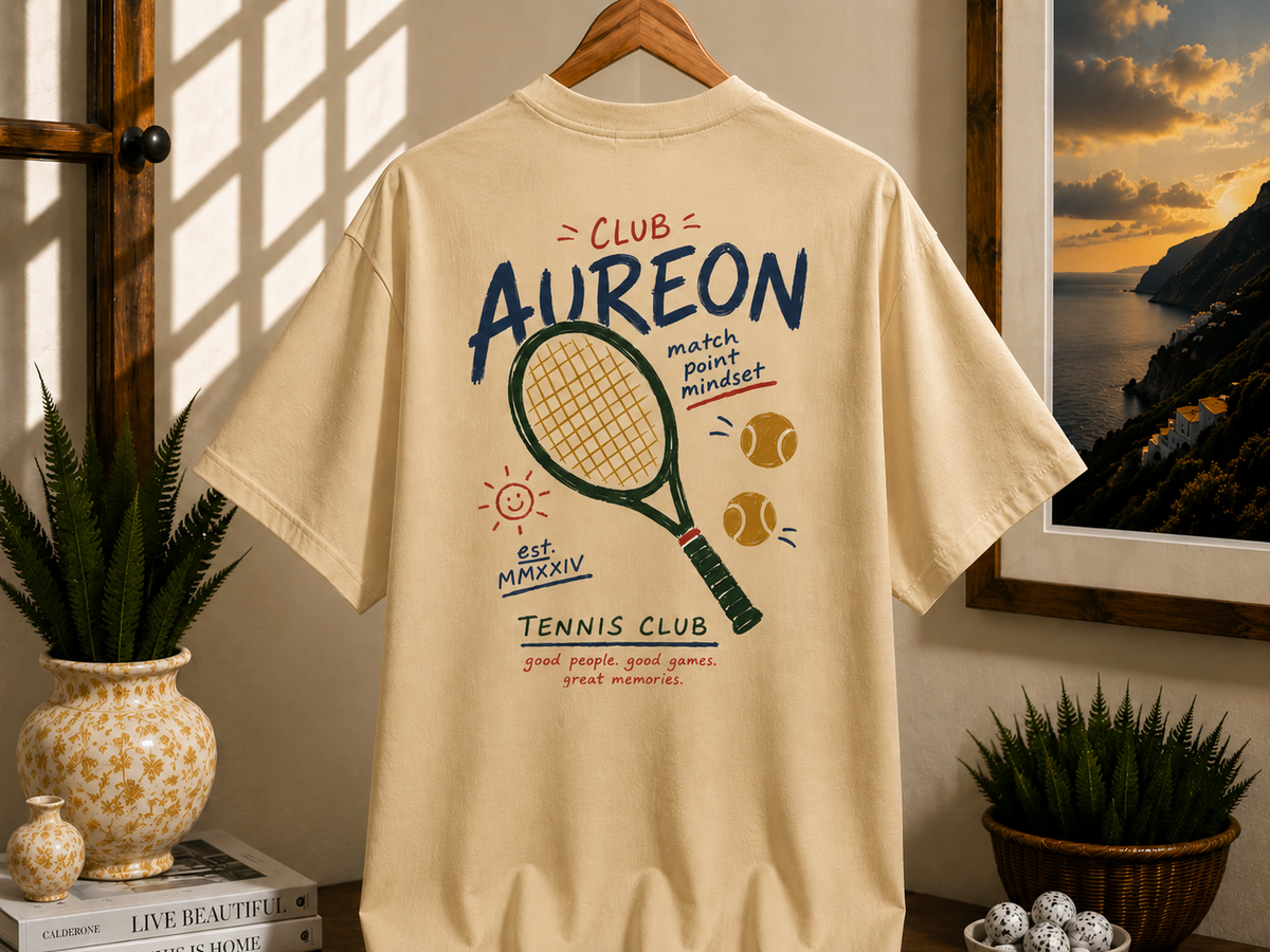 Tennis Tee — "Club Aureon" Graphic Tennis Shirt