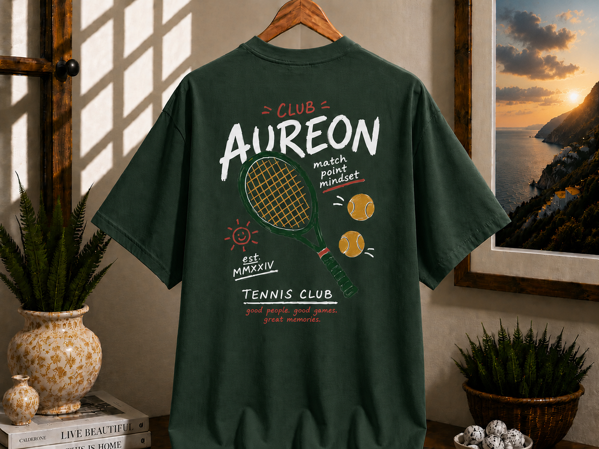 Tennis Tee — "Club Aureon" Graphic Tennis Shirt