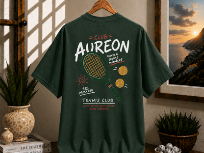 Tennis Tee — "Club Aureon" Graphic Tennis Shirt