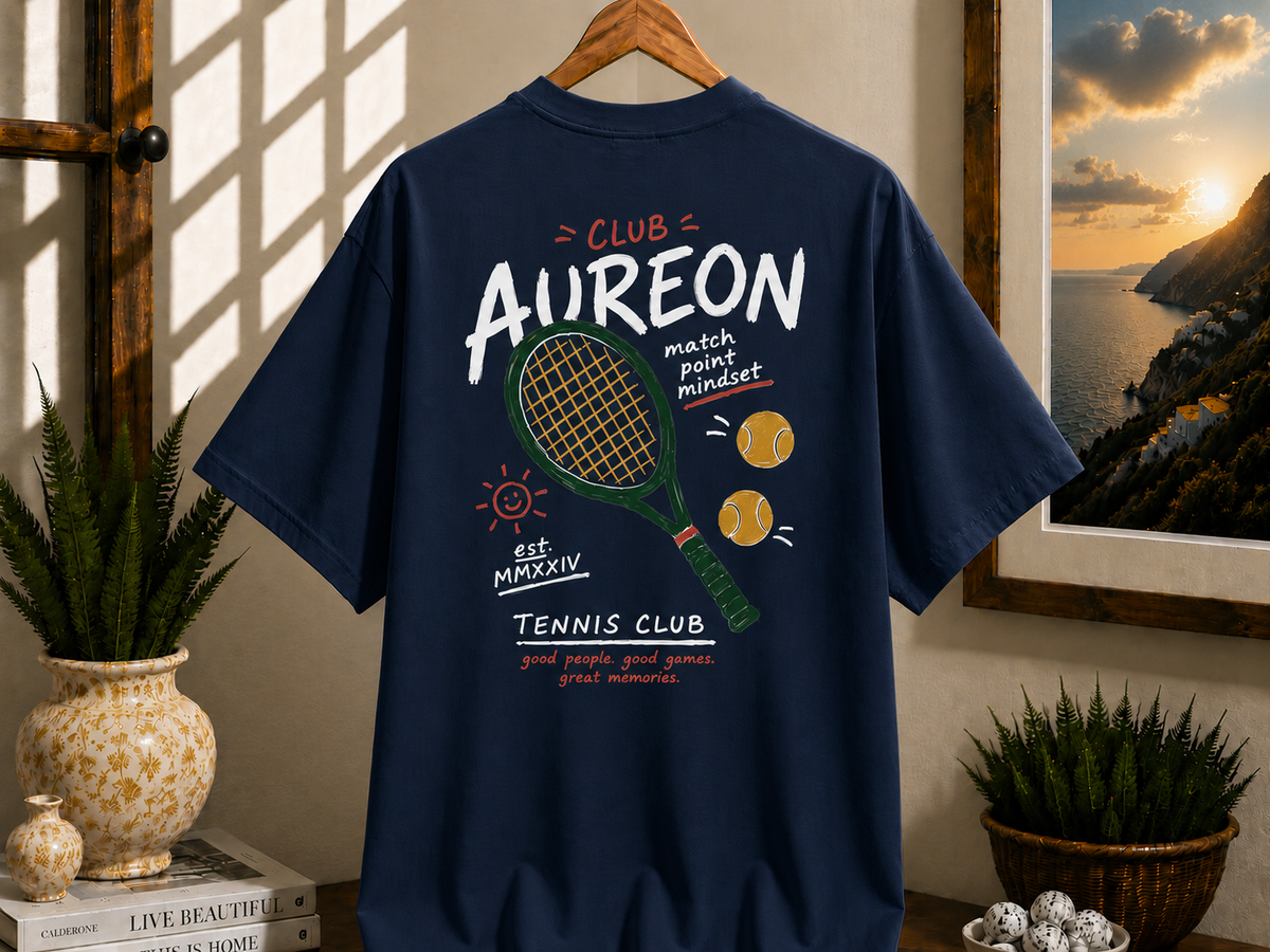Tennis Tee — "Club Aureon" Graphic Tennis Shirt