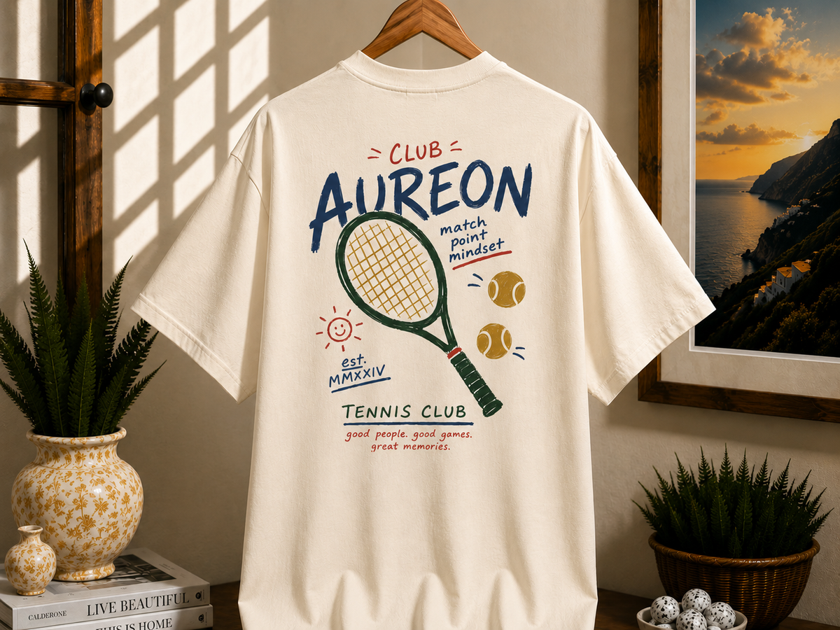 Tennis Tee — "Club Aureon" Graphic Tennis Shirt