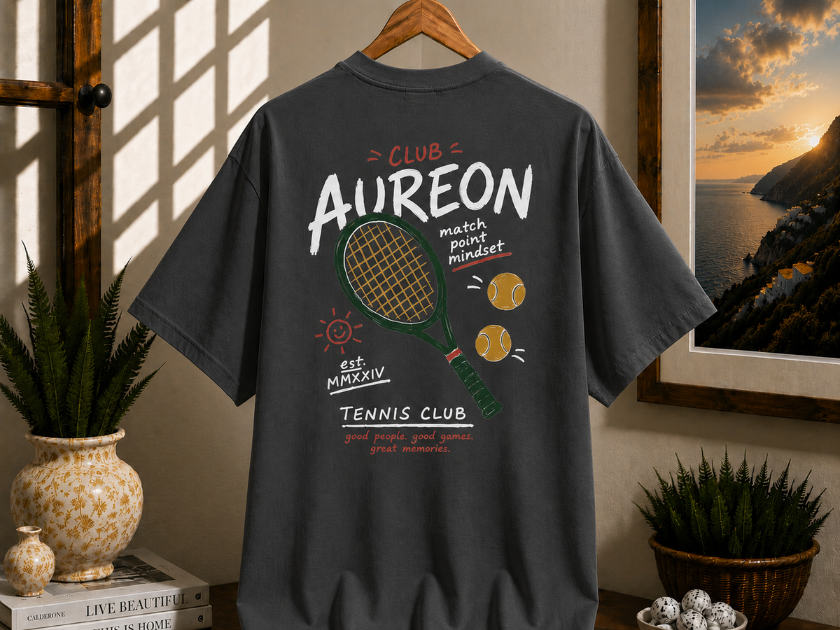 Tennis Tee — "Club Aureon" Graphic Tennis Shirt