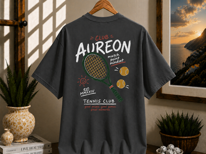 Tennis Tee — "Club Aureon" Graphic Tennis Shirt