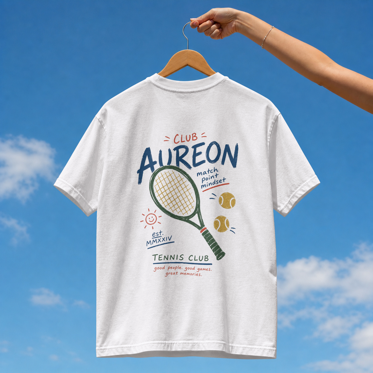 Tennis Tee — "Club Aureon" Graphic Tennis Shirt