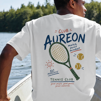 Tennis Tee — "Club Aureon" Graphic Tennis Shirt