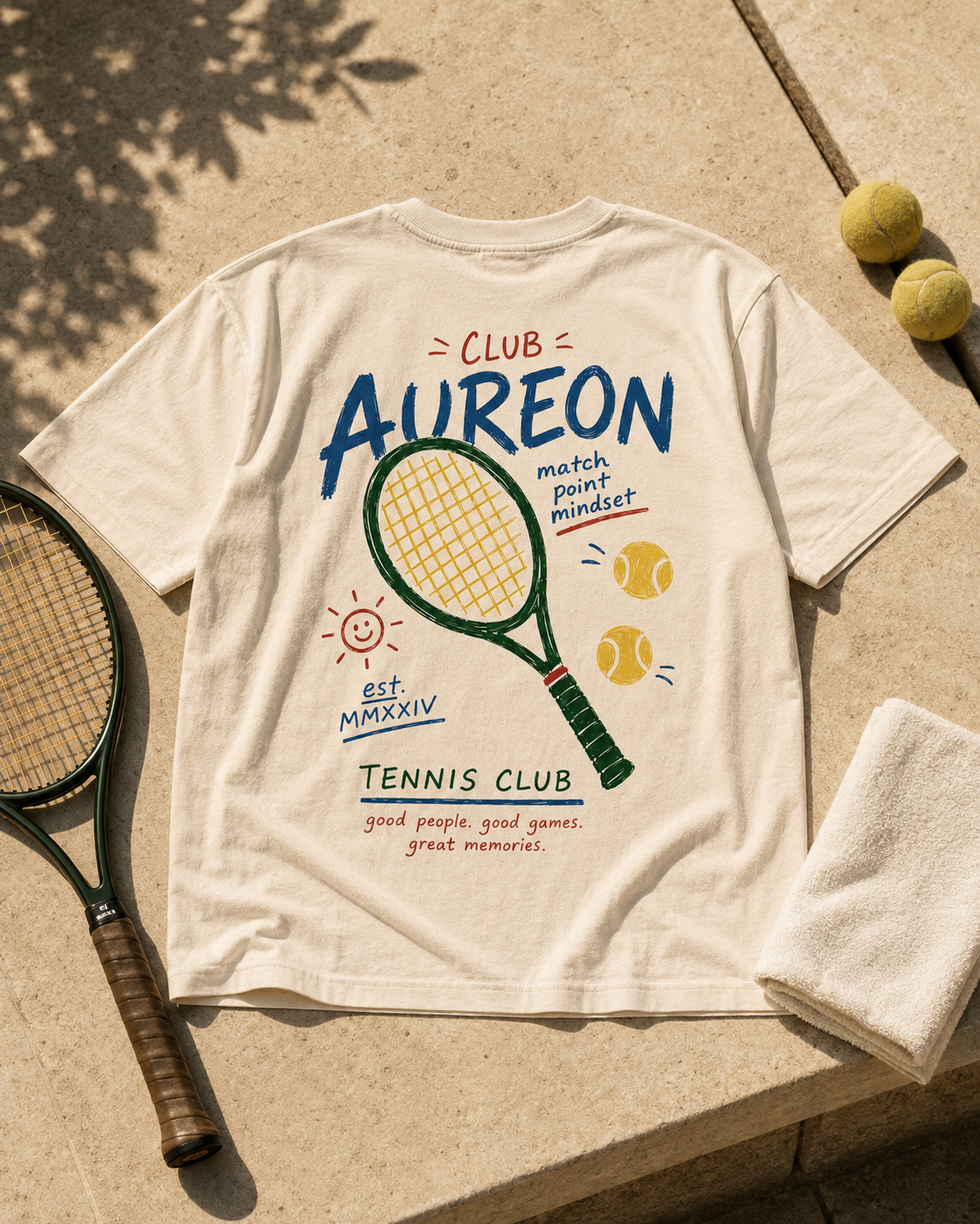 Tennis Tee — "Club Aureon" Graphic Tennis Shirt