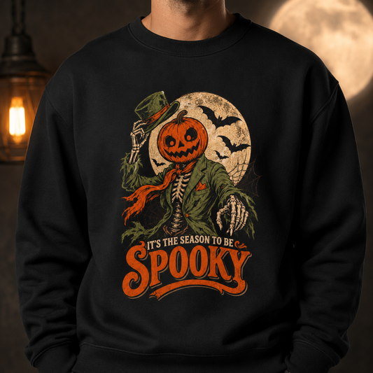 Spooky Pumpkin Scarecrow Sweatshirt – 'Tis the Season to Be Spooky Halloween Crewneck
