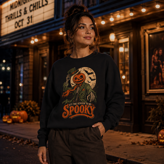 Spooky Pumpkin Scarecrow Sweatshirt – 'Tis the Season to Be Spooky Halloween Crewneck
