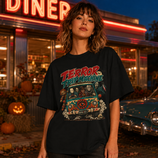 T-Shirt — "Terror Trip Machine" Horror Van Graphic Tee