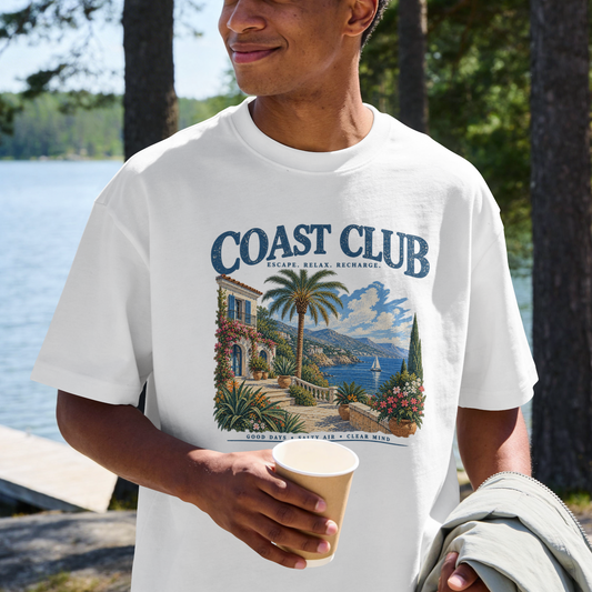 Coast Club Graphic Tee — Vintage Coastal Resort Palm Beach T-Shirt