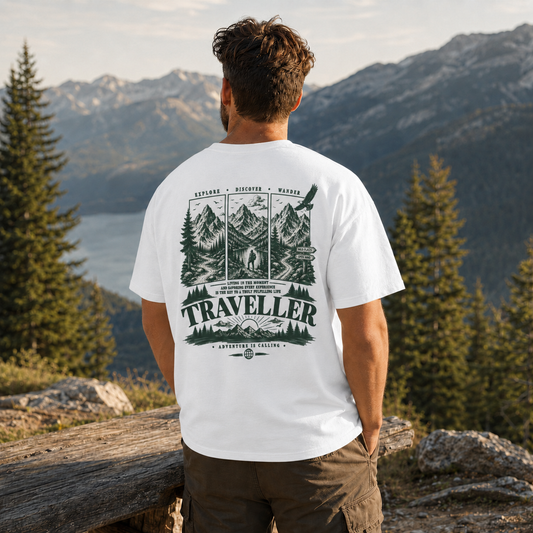 Traveller Adventure Tee — Mountain Forest Camping Graphic T-Shirt
