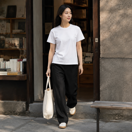 Classic White T-Shirt — Plain Crewneck Tee