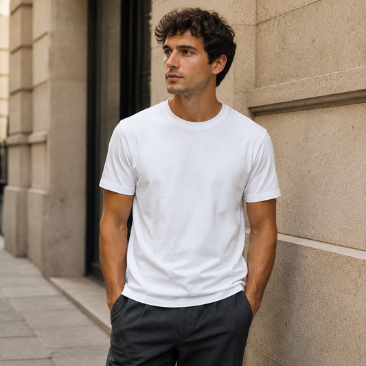 Classic White T-Shirt — Plain Crewneck Tee