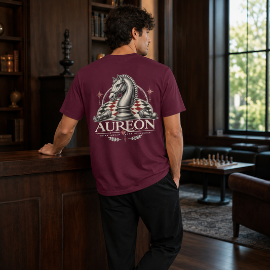 Chess Knight Graphic Tee — "AUREON" Retro Tournament Shirt